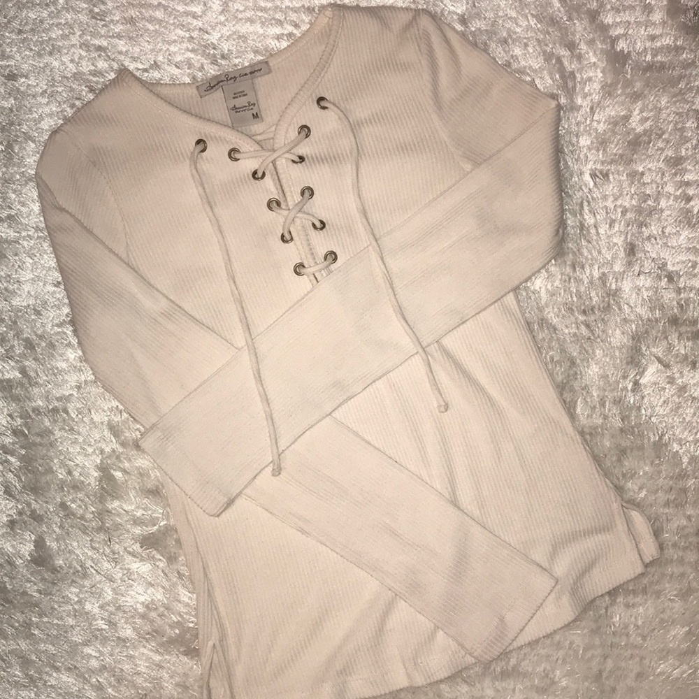 Creamish White Lace-Up Top💓